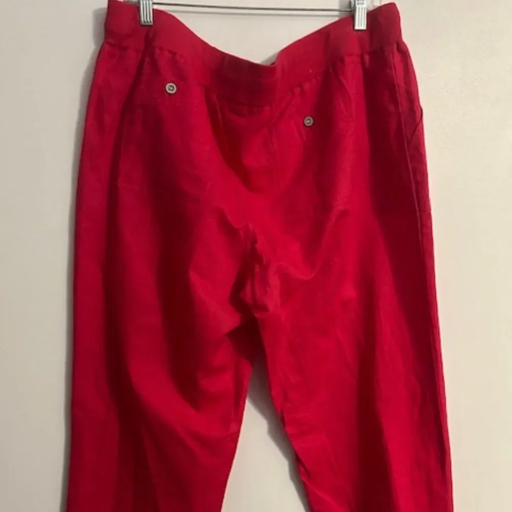 Banana Republic Passion Pink Linen blend cuffed crop pants, size XL